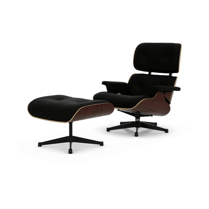 Eames Lounge Chair & Ottoman new dimension - 66 Nero-32 walnut dark-pol. steel-black - Vitra