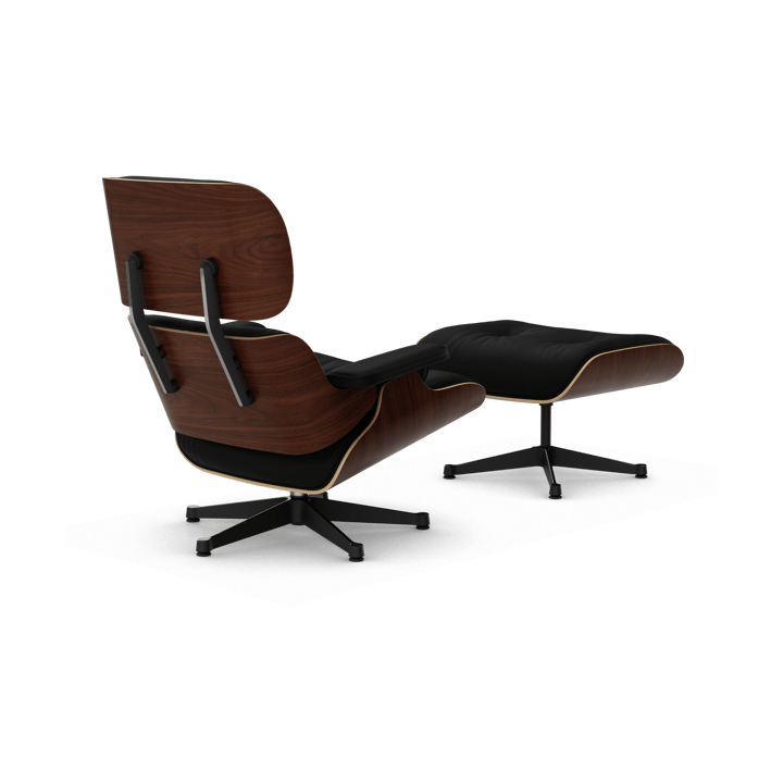 Eames Lounge Chair & Ottoman new dimension, 66 Nero-32 walnut dark-pol. steel-black Vitra