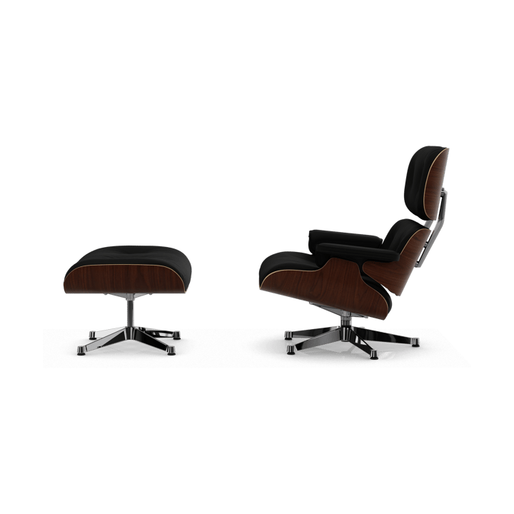 Eames Lounge Chair & Ottoman new dimension, 66 Nero-32 walnut dark-pol. steel Vitra