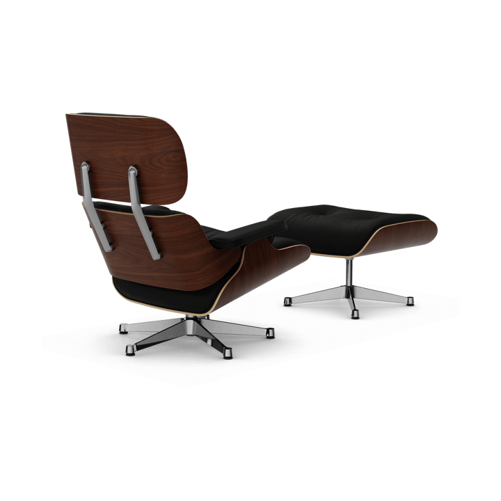 Eames Lounge Chair & Ottoman new dimension, 66 Nero-32 walnut dark-pol. steel Vitra