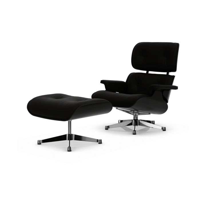 Eames Lounge Chair & Ottoman new dimension - 68 Chocolate-27 chestnut black-pol. steel - Vitra