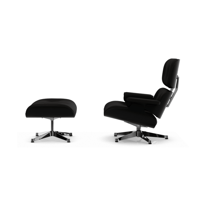 Eames Lounge Chair & Ottoman new dimension, 68 Chocolate-27 chestnut black-pol. steel Vitra