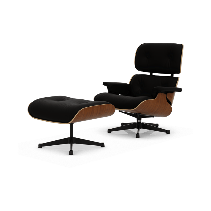 Eames Lounge Chair & Ottoman new dimension - 68 Chocolate-31 walnut natural-pol. steel-black - Vitra