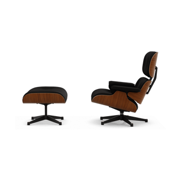 Eames Lounge Chair & Ottoman new dimension - 68 Chocolate-31 walnut natural-pol. steel-black - Vitra