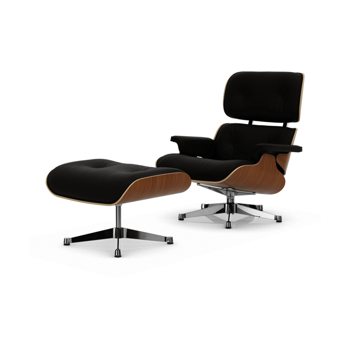 Eames Lounge Chair & Ottoman new dimension, 68 Chocolate-31 walnut natural-pol. steel Vitra