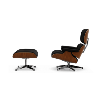 Eames Lounge Chair & Ottoman new dimension - 68 Chocolate-31 walnut natural-pol. steel - Vitra