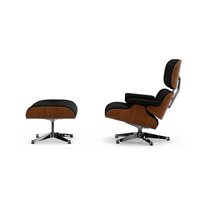 Eames Lounge Chair & Ottoman new dimension, 68 Chocolate-31 walnut natural-pol. steel Vitra