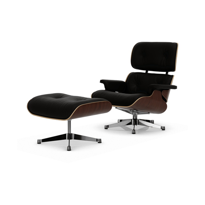Eames Lounge Chair & Ottoman new dimension - 68 Chocolate-32 walnut dark-pol. steel - Vitra