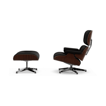 Eames Lounge Chair & Ottoman new dimension - 68 Chocolate-32 walnut dark-pol. steel - Vitra