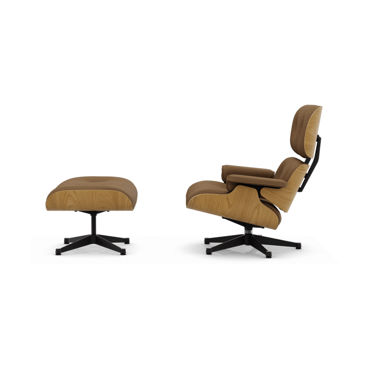 Eames Lounge Chair & Ottoman new dimension, 75 Camel-26 chestnut natural-pol. steel-black Vitra