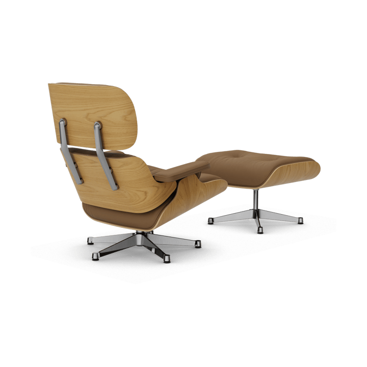 Eames Lounge Chair & Ottoman new dimension, 75 Camel-26 chestnut natural-pol. steel Vitra