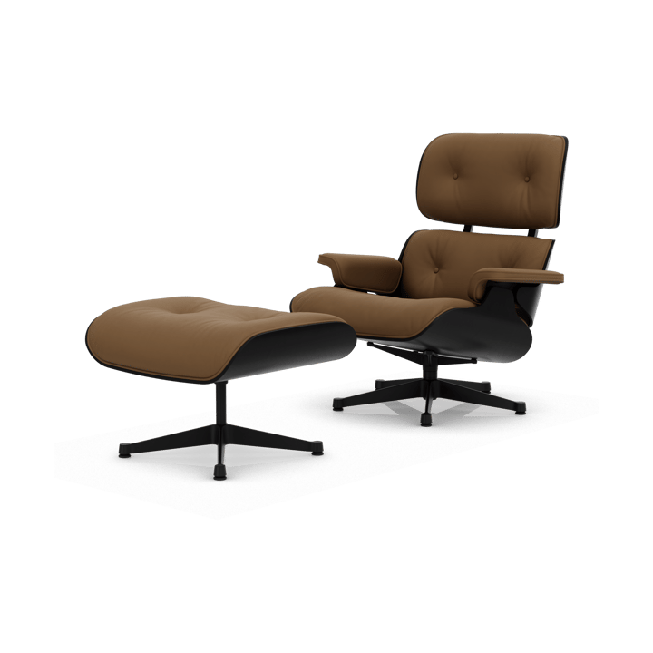 Eames Lounge Chair & Ottoman new dimension - 75 Camel-27 chestnut black-black steel - Vitra