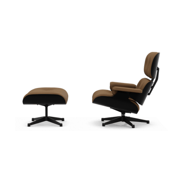 Eames Lounge Chair & Ottoman new dimension - 75 Camel-27 chestnut black-pol. steel-black - Vitra