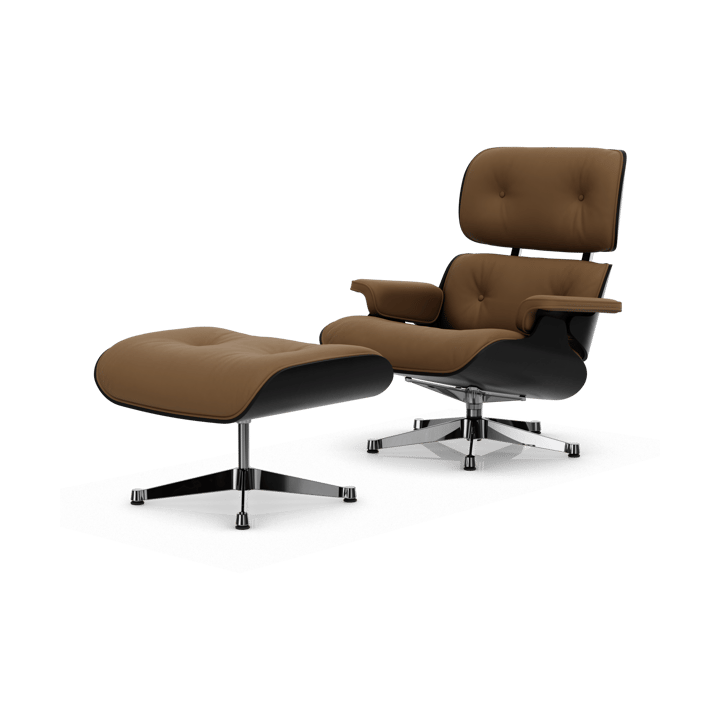 Eames Lounge Chair & Ottoman new dimension - 75 Camel-27 chestnut black-pol. steel - Vitra
