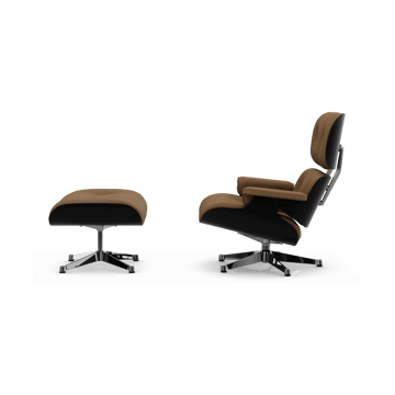 Eames Lounge Chair & Ottoman new dimension - 75 Camel-27 chestnut black-pol. steel - Vitra