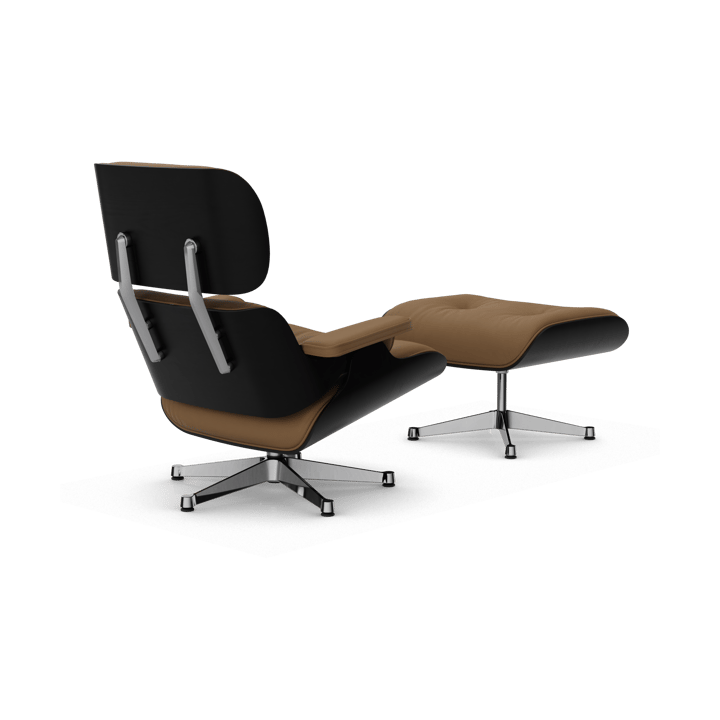 Eames Lounge Chair & Ottoman new dimension, 75 Camel-27 chestnut black-pol. steel Vitra