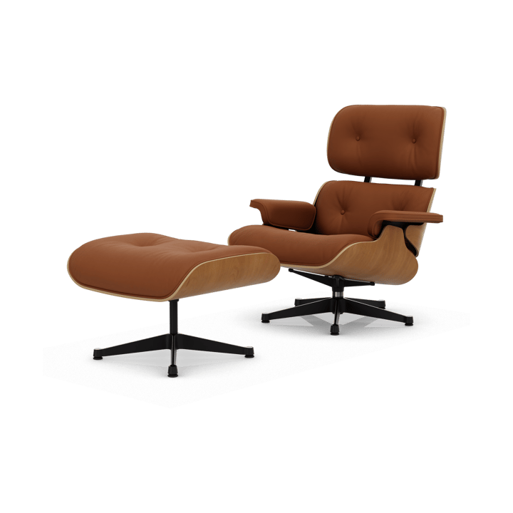Eames Lounge Chair & Ottoman new dimension - 97 Cognac-28 cherry natural-pol. steel-black - Vitra