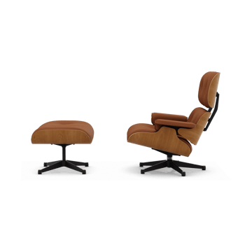 Eames Lounge Chair & Ottoman new dimension - 97 Cognac-28 cherry natural-pol. steel-black - Vitra