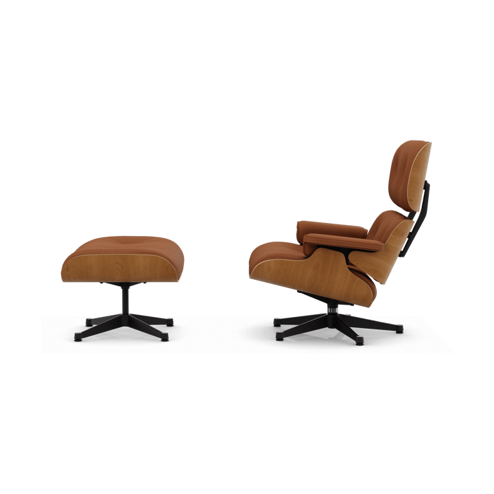 Eames Lounge Chair & Ottoman new dimension, 97 Cognac-28 cherry natural-pol. steel-black Vitra