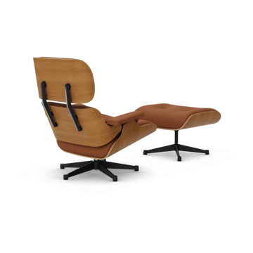 Eames Lounge Chair & Ottoman new dimension - 97 Cognac-28 cherry natural-pol. steel-black - Vitra