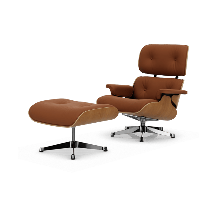 Eames Lounge Chair & Ottoman new dimension - 97 Cognac-28 cherry natural-pol. steel - Vitra
