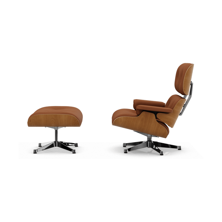 Eames Lounge Chair & Ottoman new dimension, 97 Cognac-28 cherry natural-pol. steel Vitra