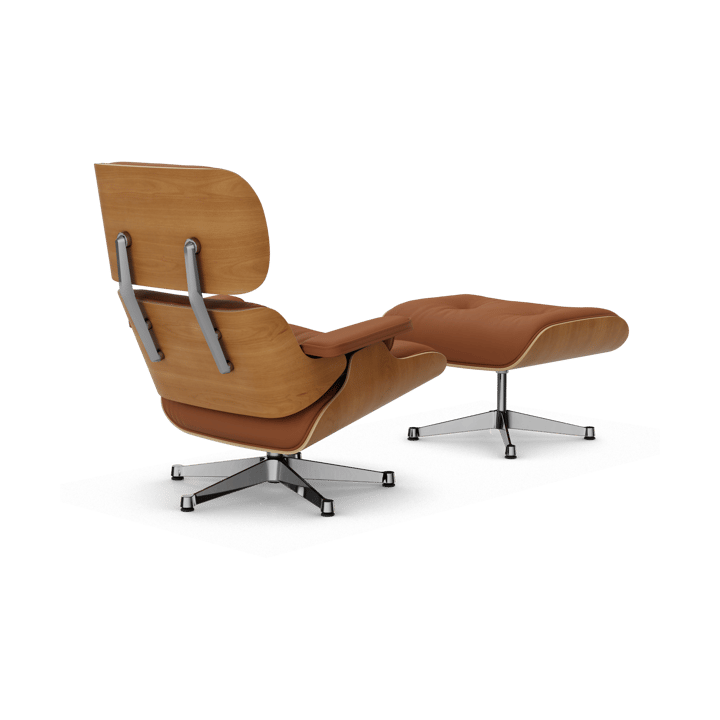 Eames Lounge Chair & Ottoman new dimension, 97 Cognac-28 cherry natural-pol. steel Vitra