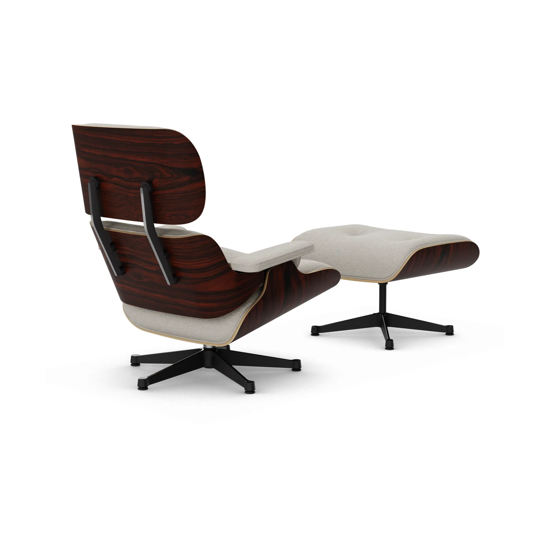 Eames Lounge Chair & Ottoman new dimensions, 01 Ivory-pearl-05 sant. palisander-pol.steel-black Vitra