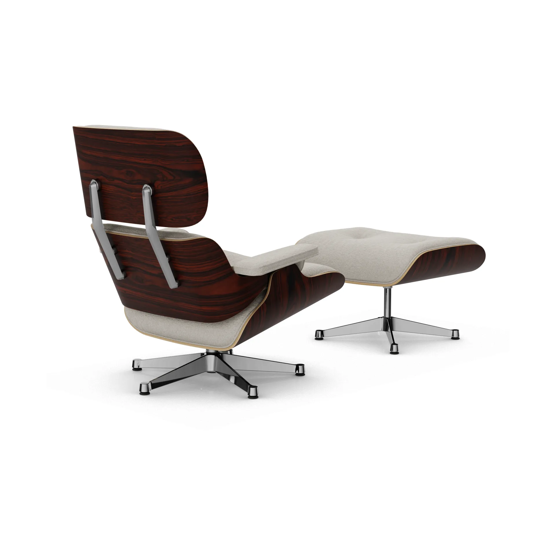 Eames Lounge Chair & Ottoman new dimensions, 01 Ivory-pearl-05 santos palisander-pol. steel Vitra