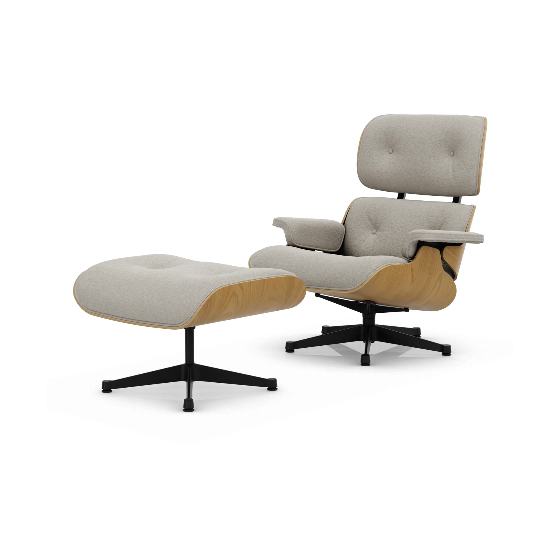 Eames Lounge Chair & Ottoman new dimensions, 01 Ivory-pearl-27 chestnut black-black steel Vitra
