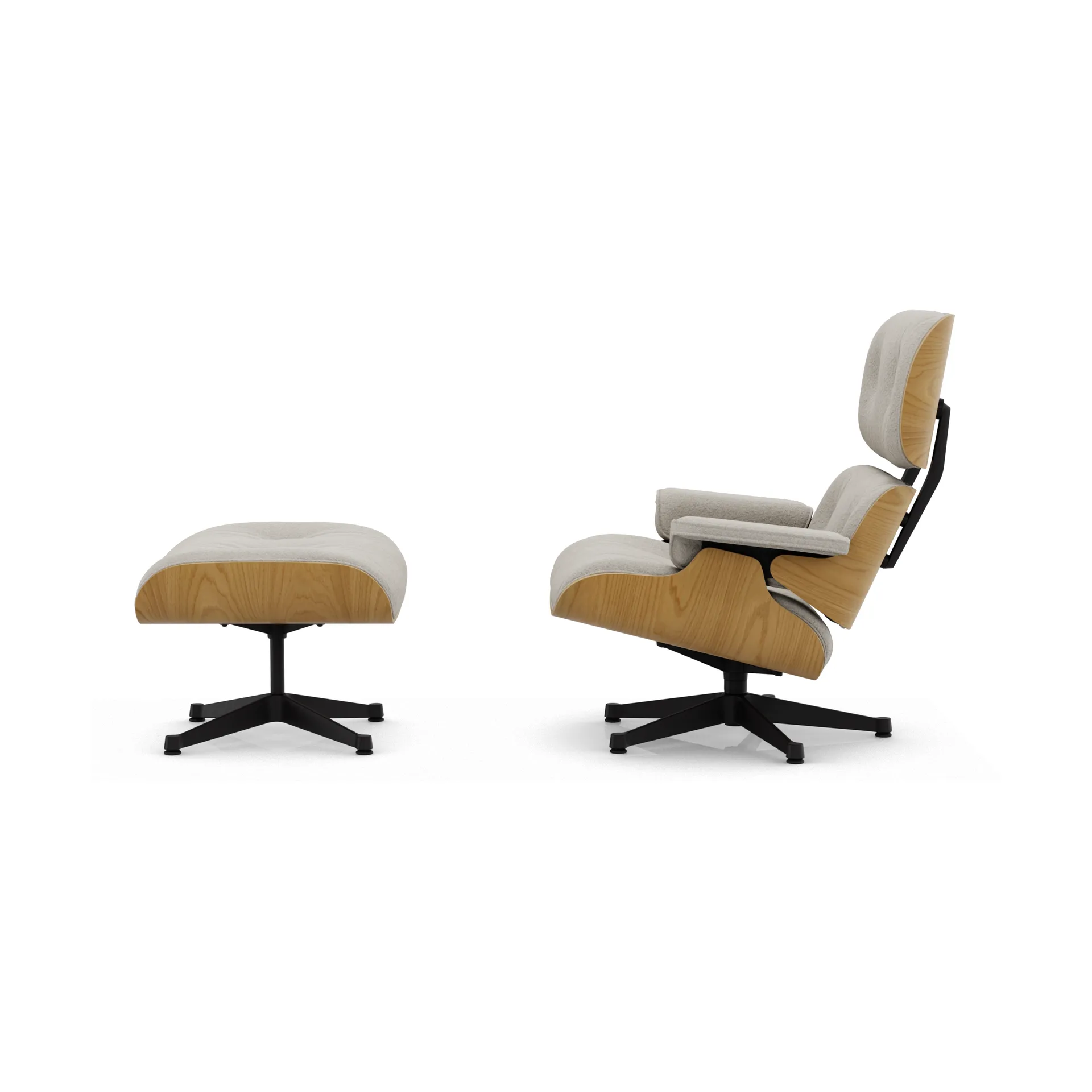 Eames Lounge Chair & Ottoman new dimensions, 01 Ivory-pearl-27 chestnut black-black steel Vitra
