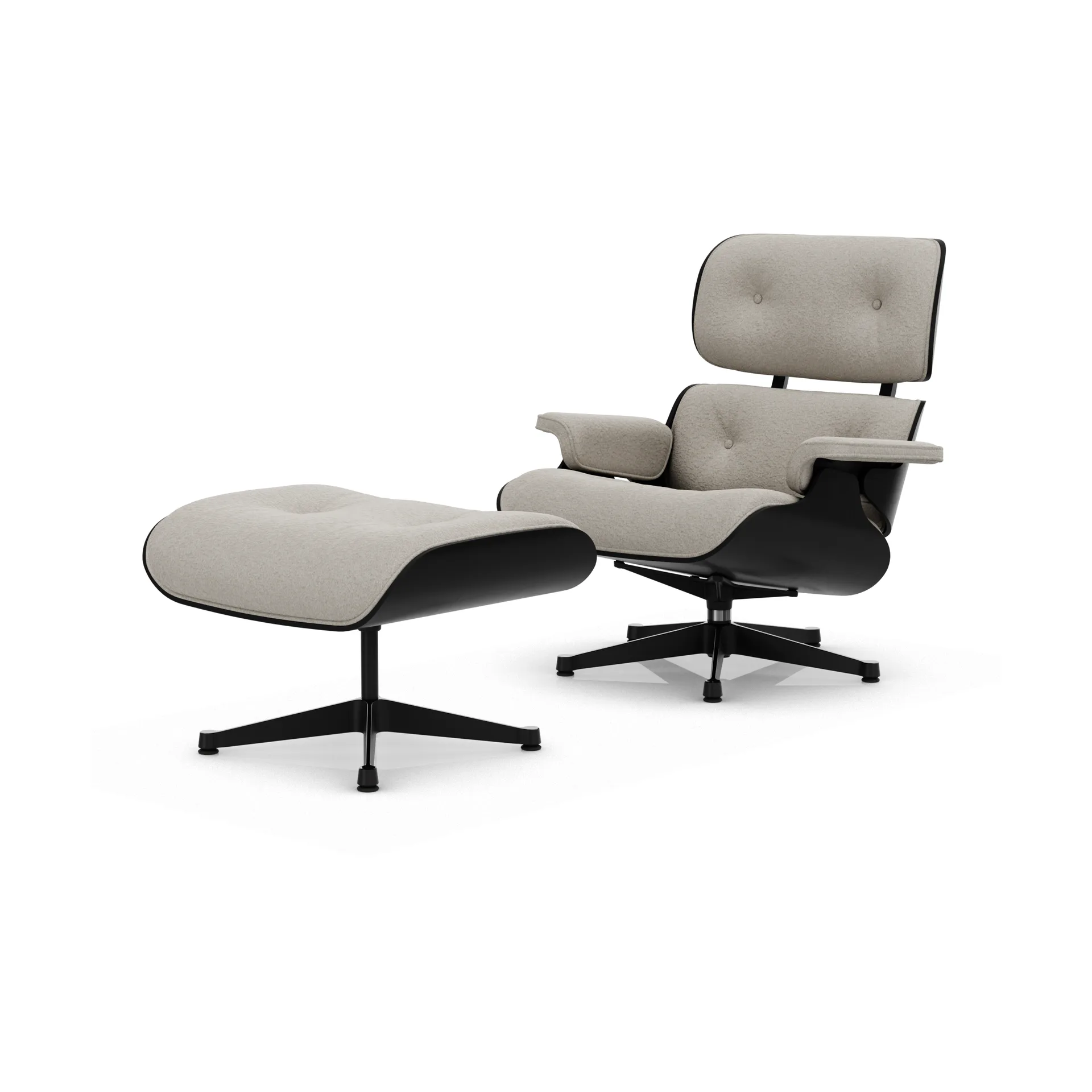 Eames Lounge Chair & Ottoman new dimensions, 01 Ivory-pearl-27 chestnut black-pol. steel-black Vitra