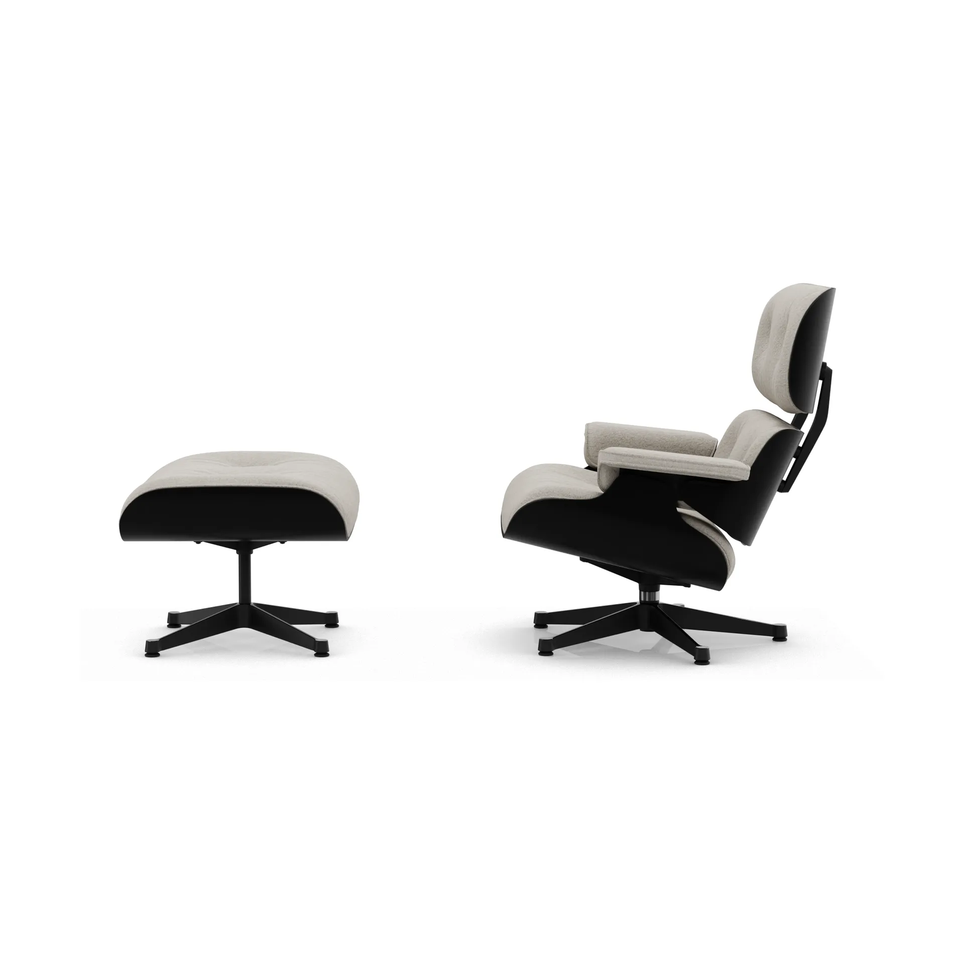 Eames Lounge Chair & Ottoman new dimensions, 01 Ivory-pearl-27 chestnut black-pol. steel-black Vitra