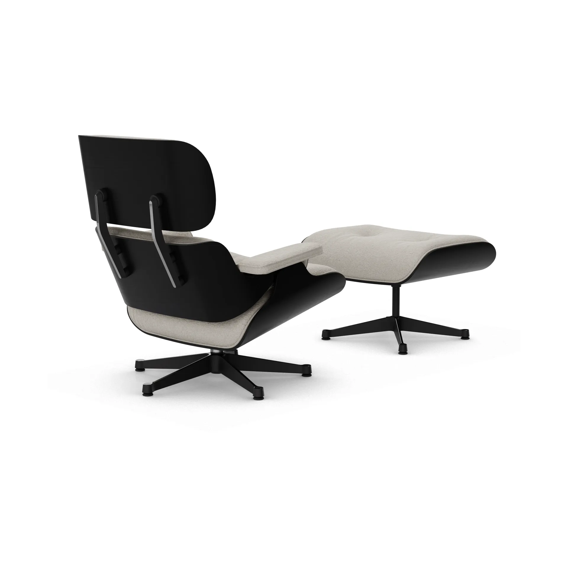 Eames Lounge Chair & Ottoman new dimensions, 01 Ivory-pearl-27 chestnut black-pol. steel-black Vitra