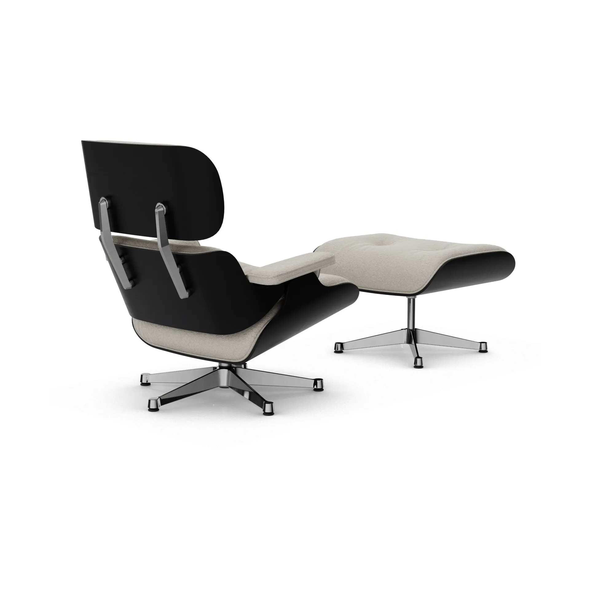 Eames Lounge Chair & Ottoman new dimensions, 01 Ivory-pearl-27 chestnut black-pol. steel Vitra