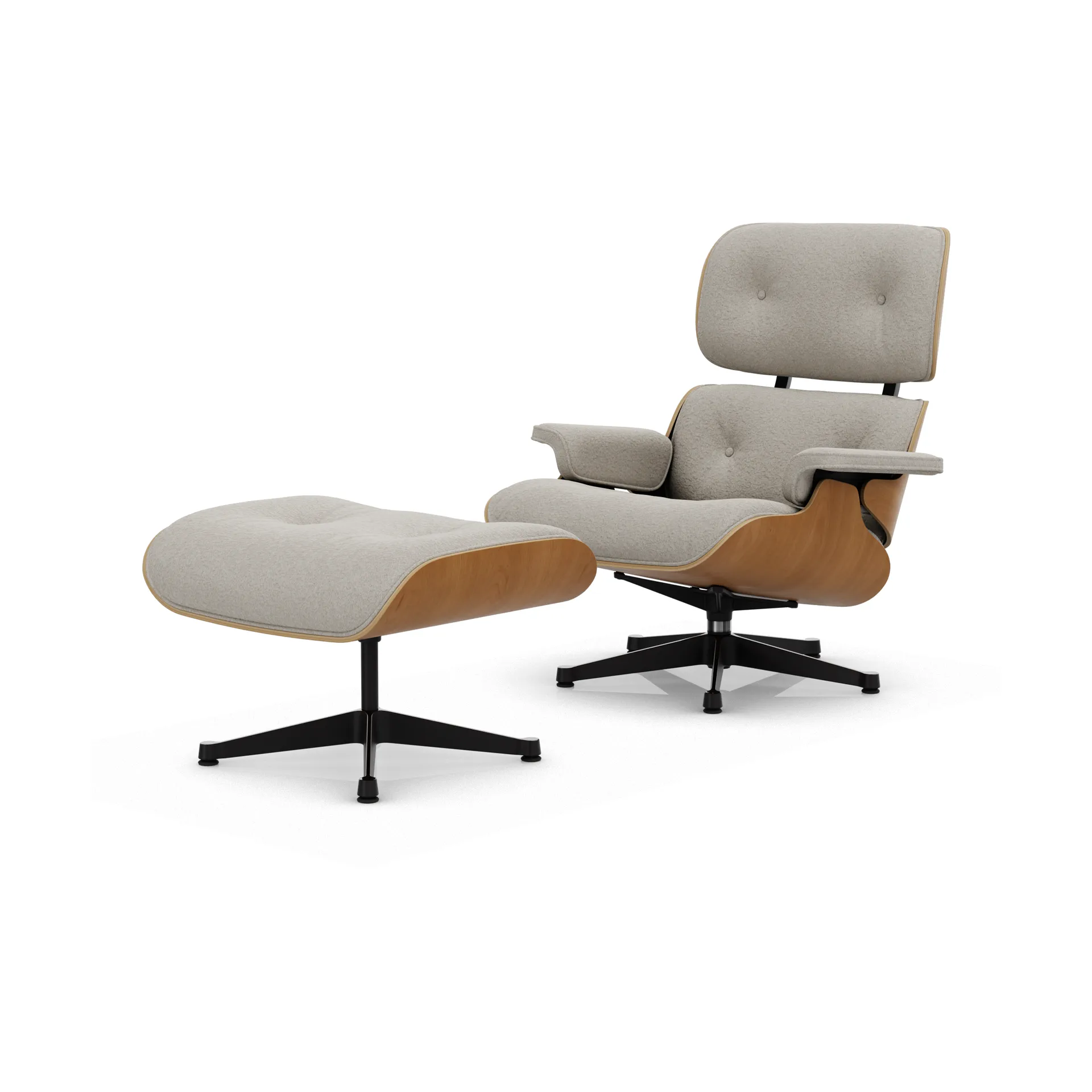 Eames Lounge Chair & Ottoman new dimensions, 01 Ivory-pearl-28 cherry natural-pol. steel-black Vitra