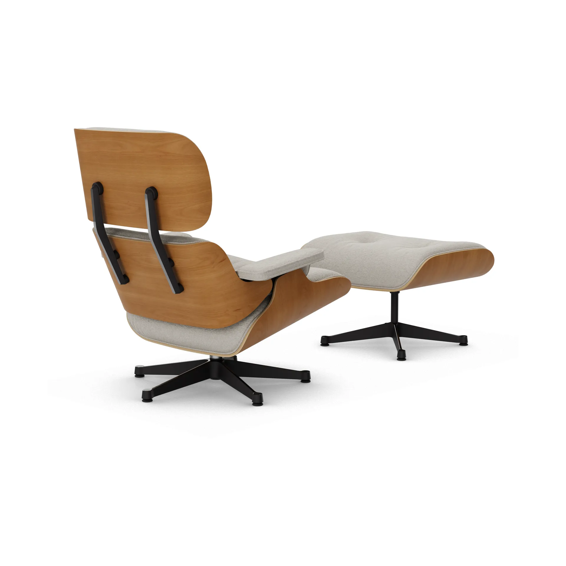 Eames Lounge Chair & Ottoman new dimensions, 01 Ivory-pearl-28 cherry natural-pol. steel-black Vitra
