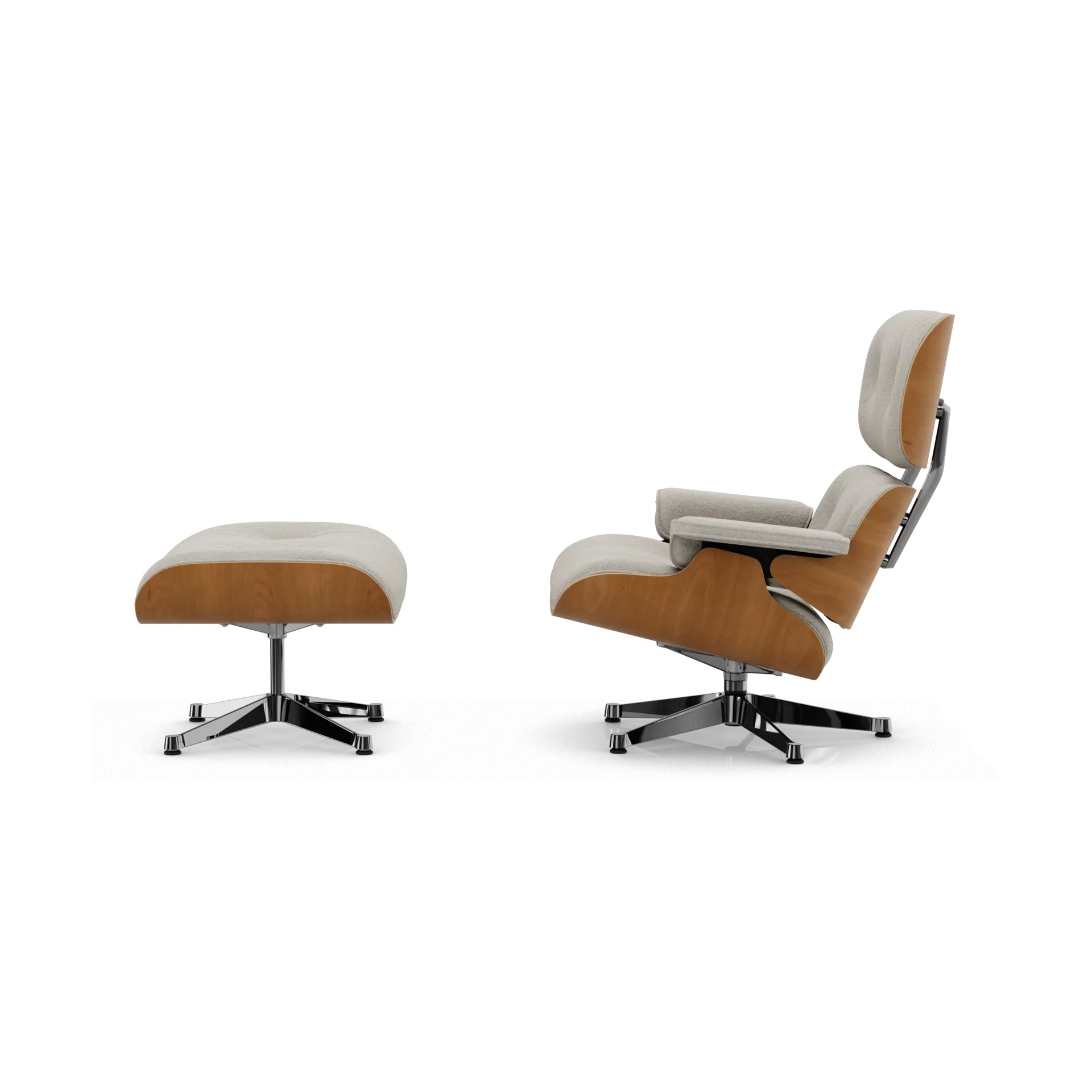 Eames Lounge Chair & Ottoman new dimensions, 01 Ivory-pearl-28 cherry natural-pol. steel Vitra