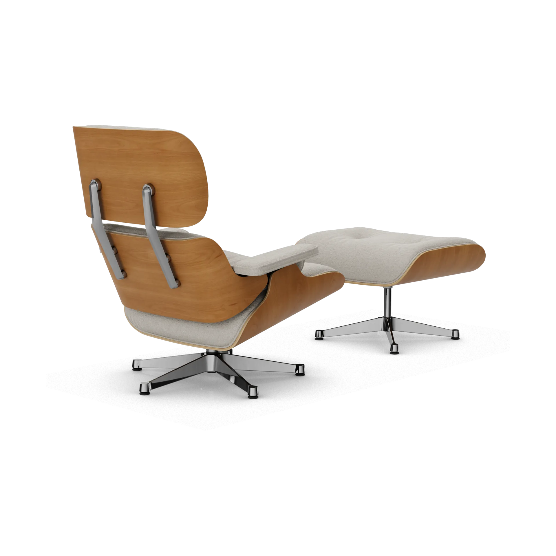 Eames Lounge Chair & Ottoman new dimensions, 01 Ivory-pearl-28 cherry natural-pol. steel Vitra