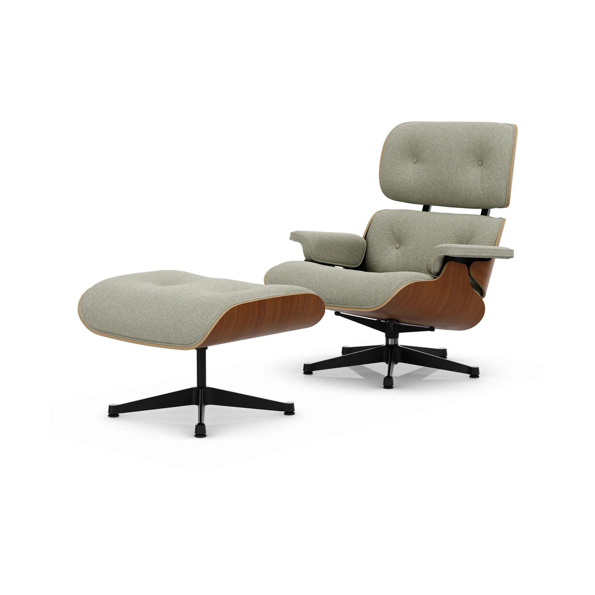 Eames Lounge Chair & Ottoman new dimensions, 03 Cream-sand-31 walnut natural-pol. steel-black Vitra