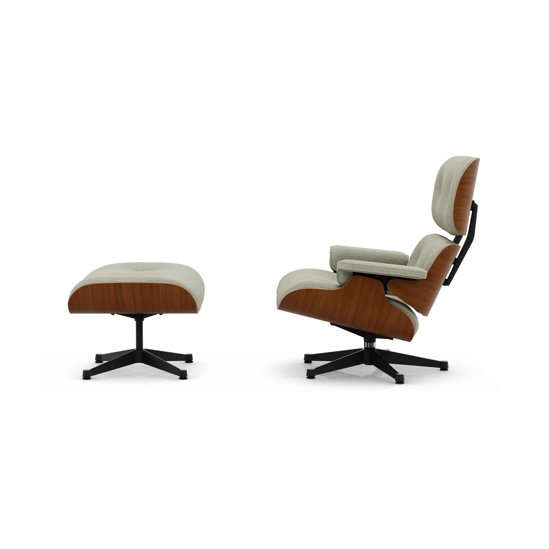 Eames Lounge Chair & Ottoman new dimensions, 03 Cream-sand-31 walnut natural-pol. steel-black Vitra