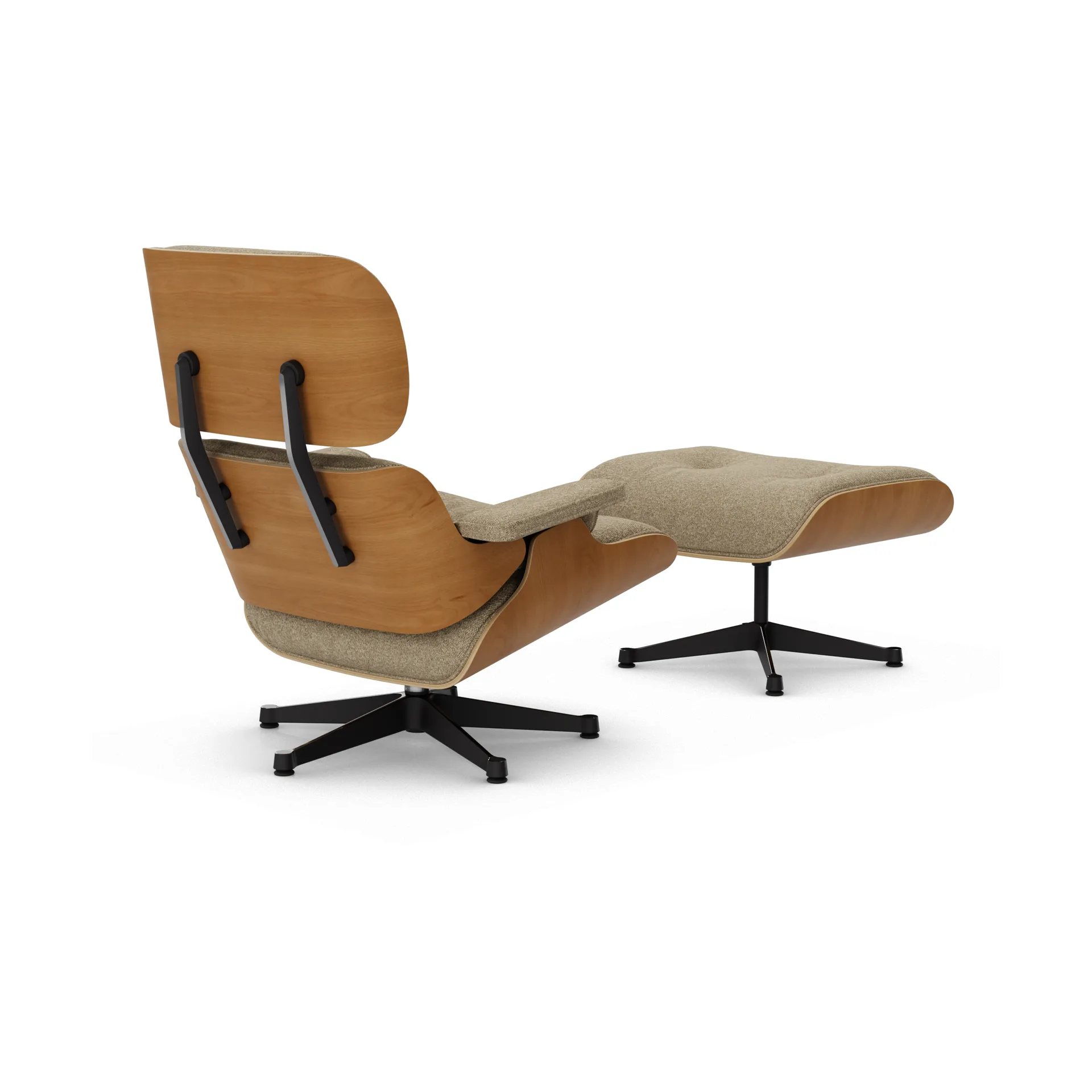 Eames Lounge Chair & Ottoman new dimensions, 04 Bamboo-terra-28 cherry natural-pol. steel-black Vitra