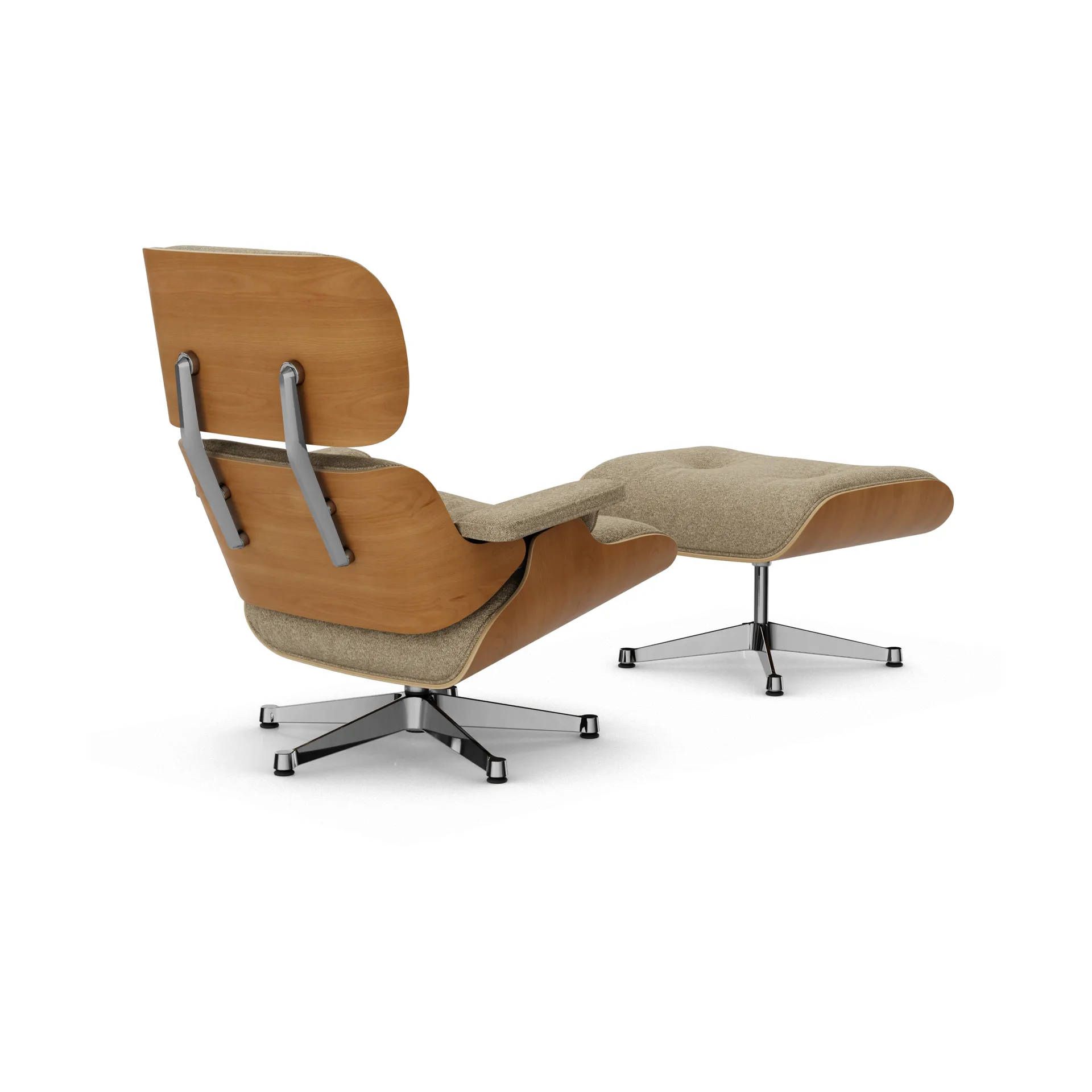 Eames Lounge Chair & Ottoman new dimensions, 04 Bamboo-terra-28 cherry natural-pol. steel Vitra