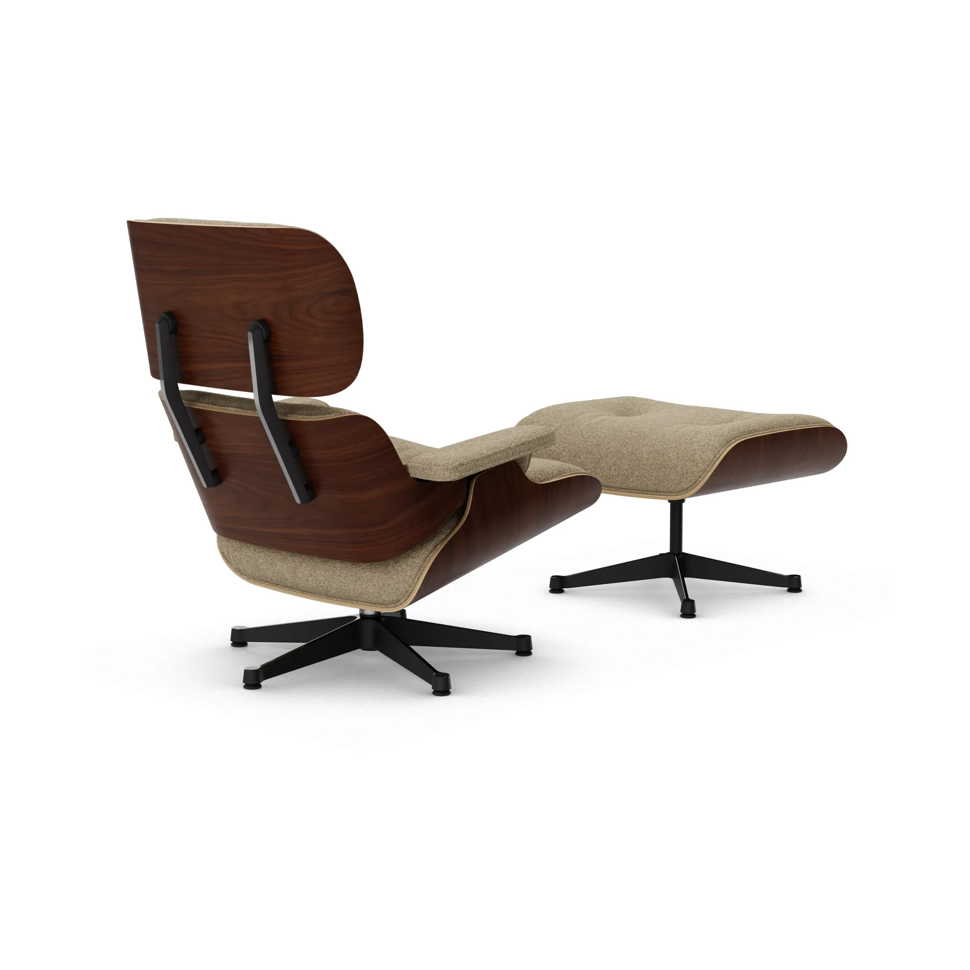 Eames Lounge Chair & Ottoman new dimensions, 04 Bamboo-terra-32 walnut dark-pol. steel-black Vitra