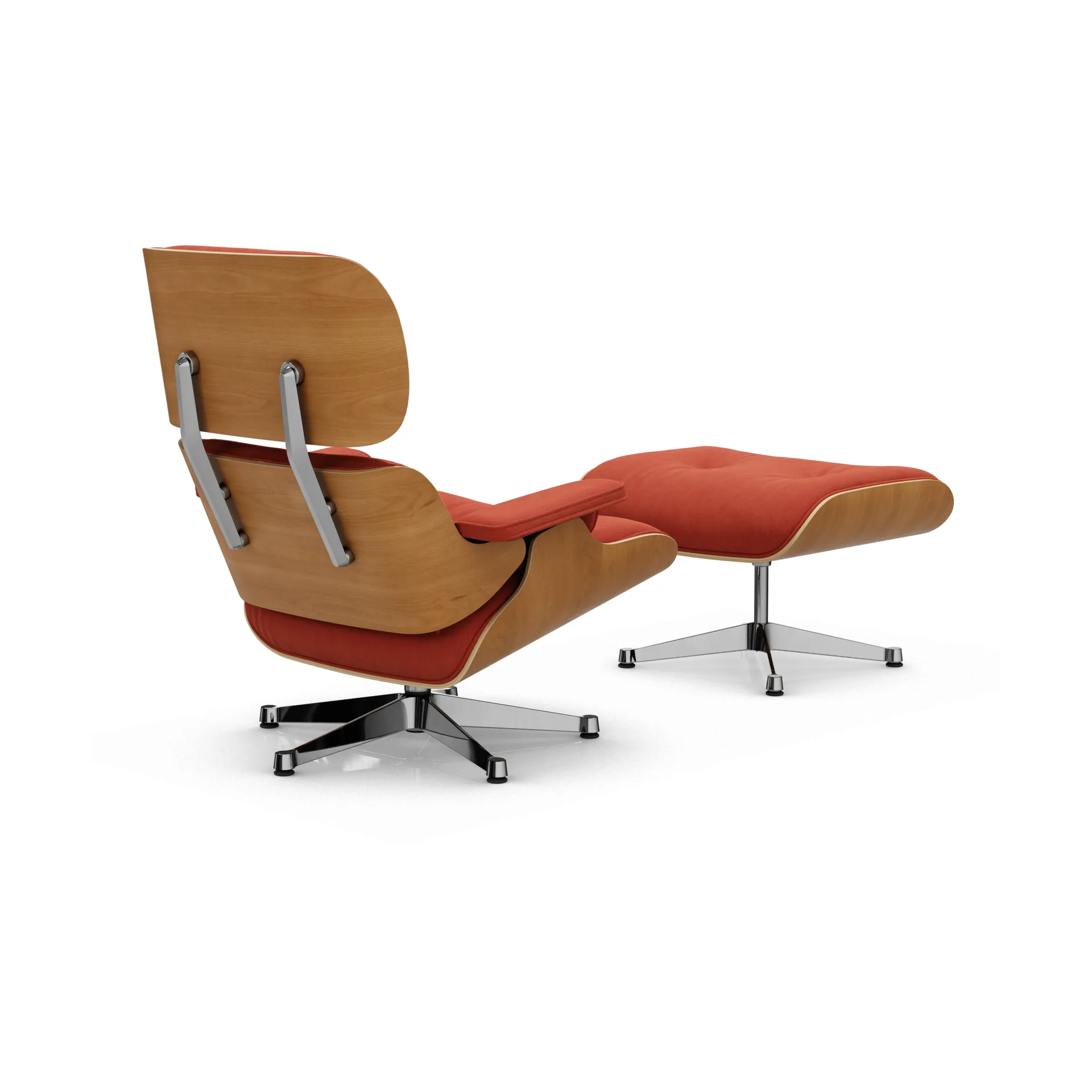 Eames Lounge Chair & Ottoman new dimensions, 07 Brandy-28 cherry natural-pol. steel Vitra