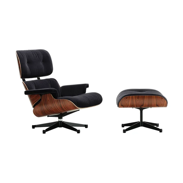 Eames Lounge Chair & Ottoman new dimensions - 08 Dark Anthracite-05 santos palis.-pol.steel-black - Vitra