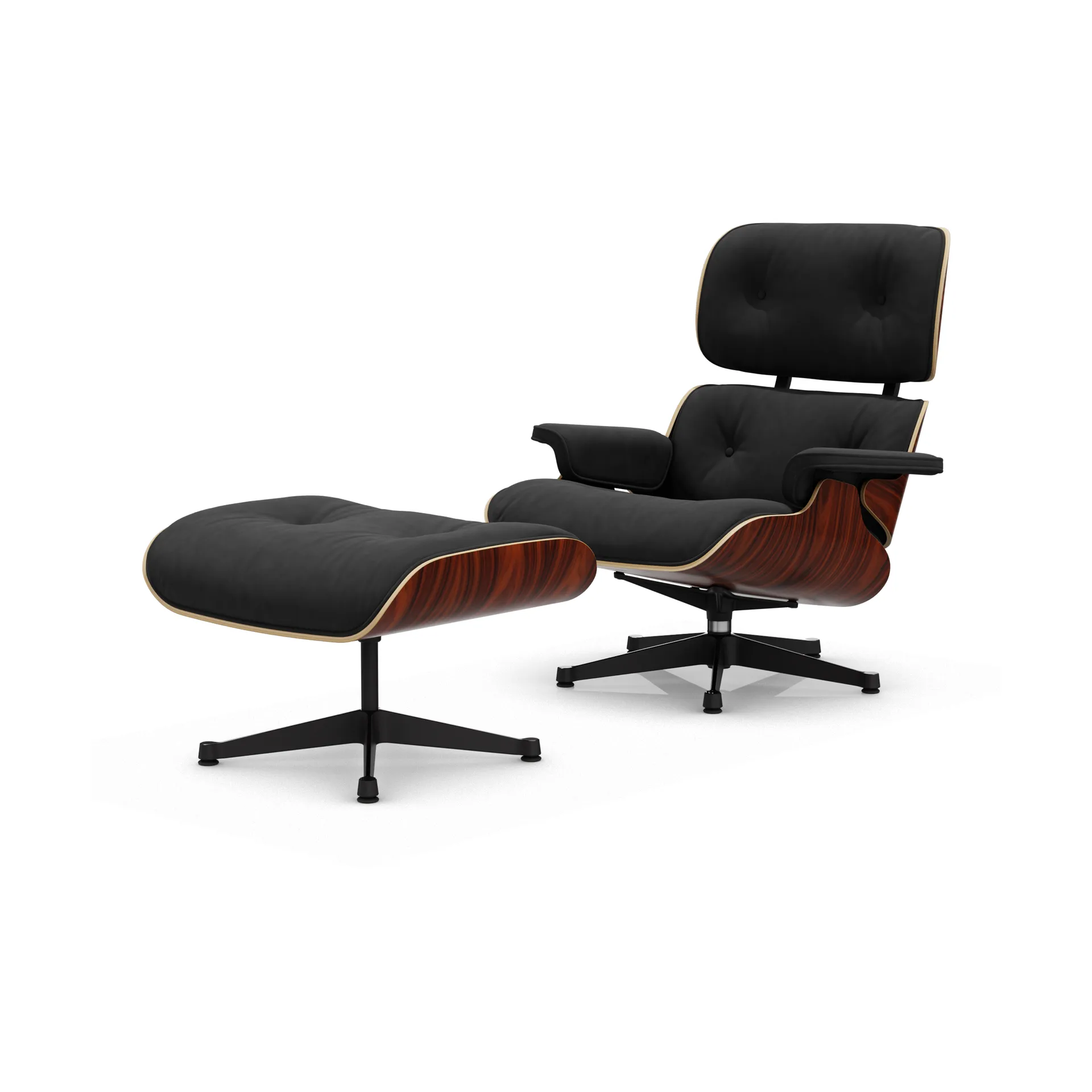 Eames Lounge Chair & Ottoman new dimensions, 08 Dark Anthracite-05 santos palis.-pol.steel-black Vitra