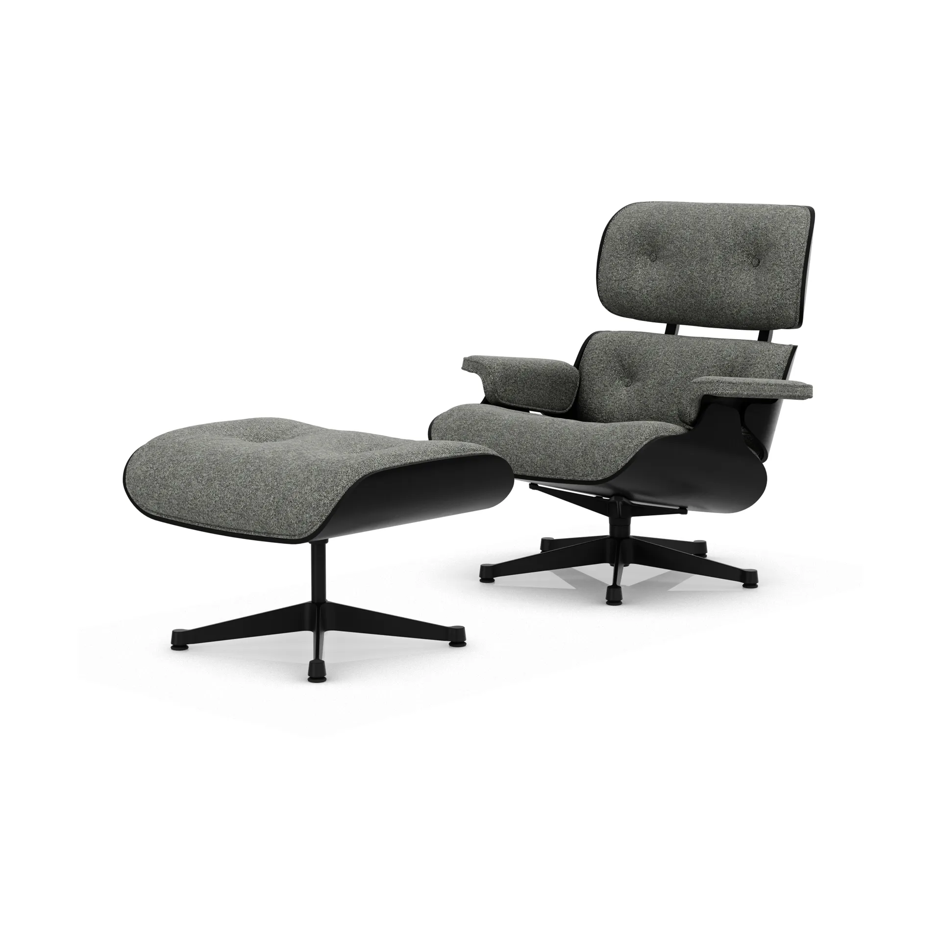 Eames Lounge Chair & Ottoman new dimensions, 10 Salt'n pepper-27 chestnut black-black steel Vitra