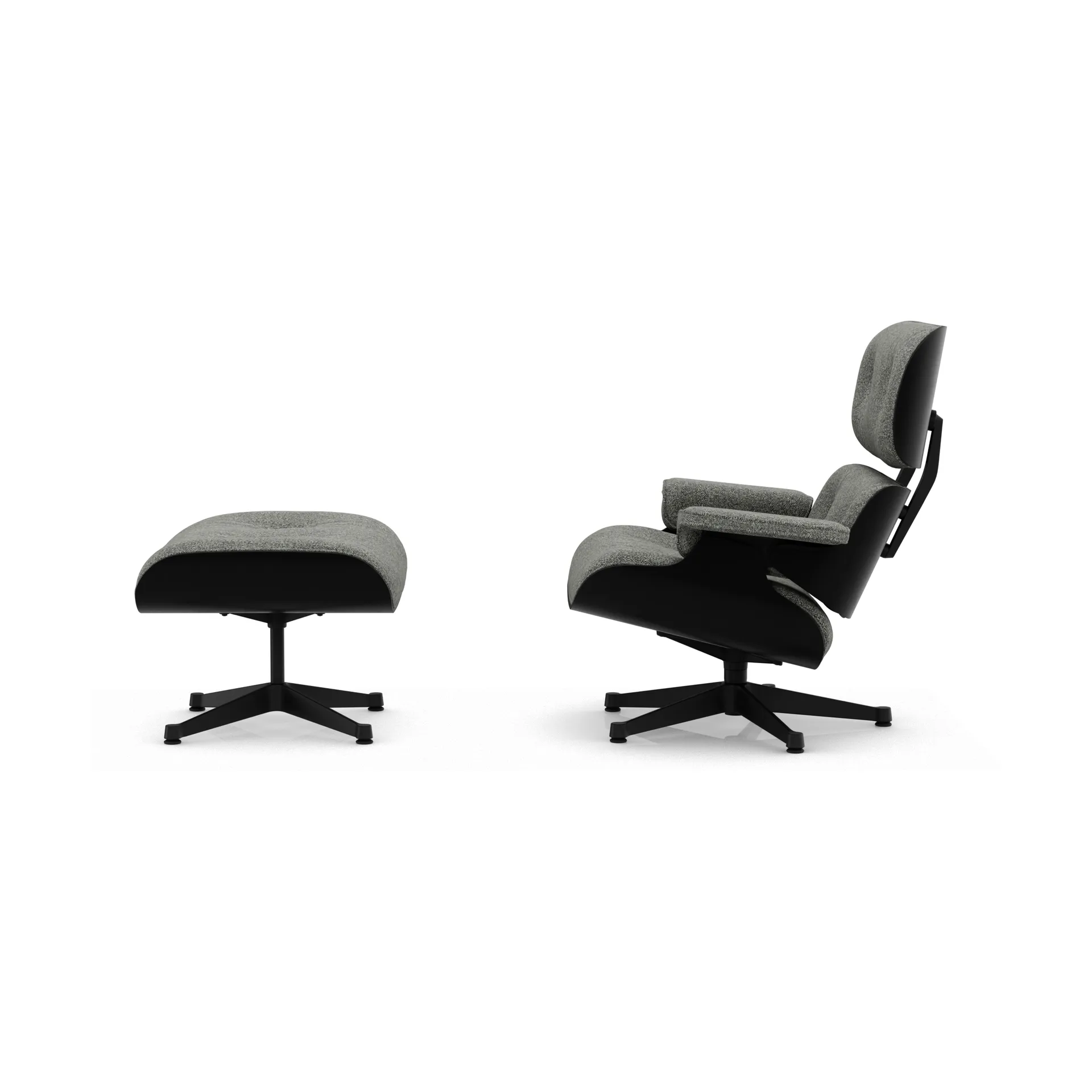 Eames Lounge Chair & Ottoman new dimensions, 10 Salt'n pepper-27 chestnut black-black steel Vitra