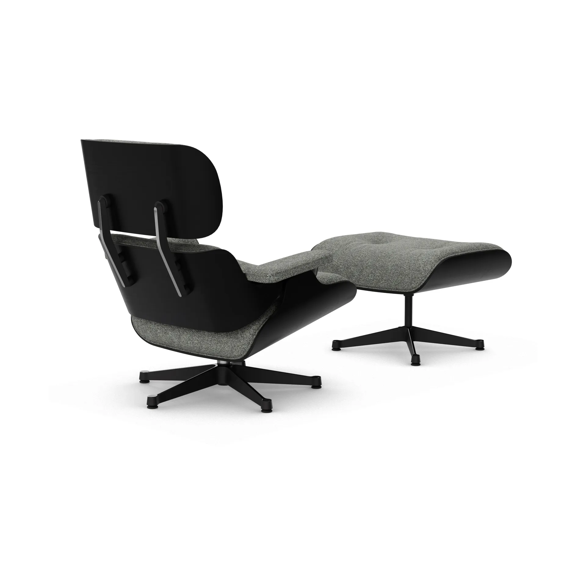 Eames Lounge Chair & Ottoman new dimensions, 10 Salt'n pepper-27 chestnut black-pol.steel-black Vitra
